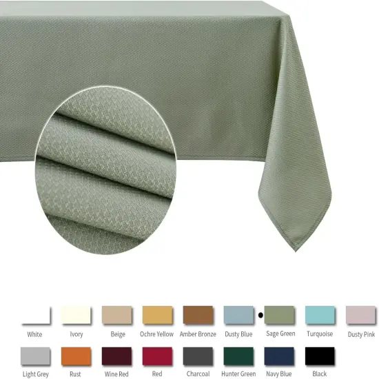 Rectangle Textured Tablecloth Waterproof Spillproof Wrinkle Free Table Cloth, Kitchen Dining Tabletop Decoration, Fabric Table Cover for Outdoor and Indoor Use, 52 x 70 Inch, Sage Green {3}