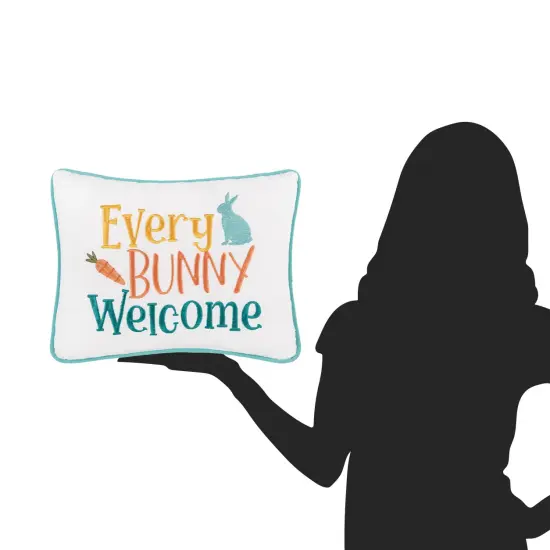 Easter "Every Bunny Welcome" Embroidered Spring Themed Small/Petite Accent Pillow, 9" x 12" {6}