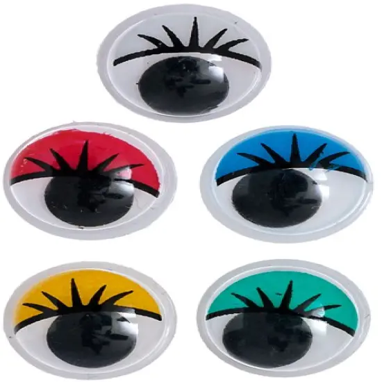 John Bead 10mm Paste-On Wiggle Craft Eyes with Eye Lids, 500pcs White {2}