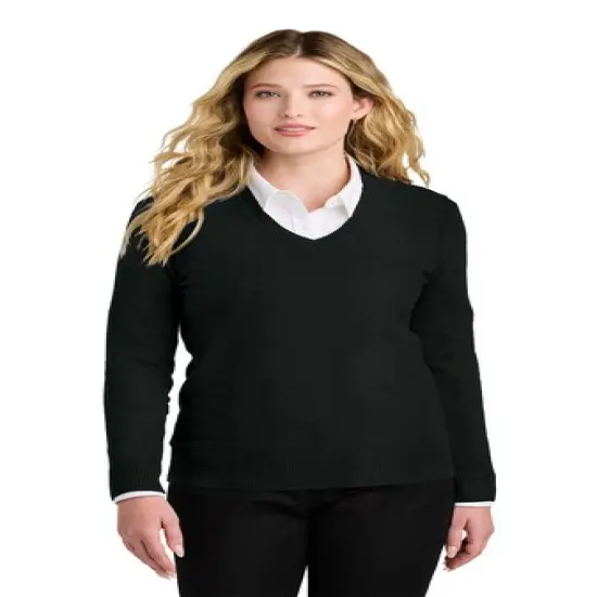 Port Authority&reg; Women&rsquo;s Easy Care V-Neck Sweater Deep Black {1}
