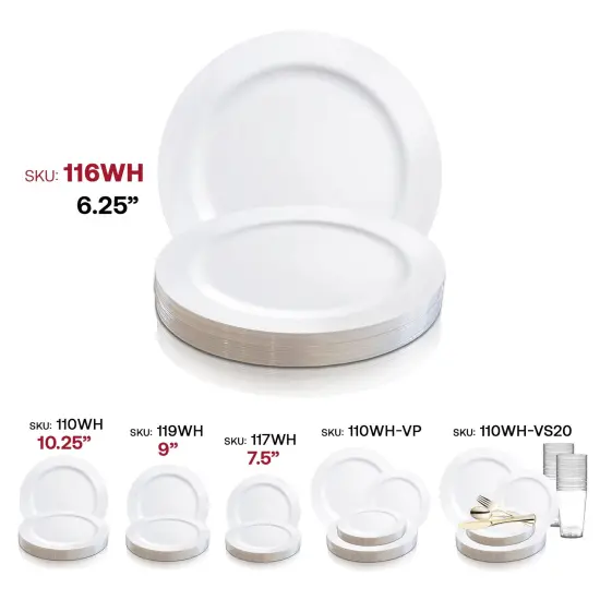 Solid White Economy Round Disposable Plastic Pastry Plates - 6.25" (120 Plates) {6}