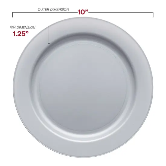 Matte Steel Gray Round Disposable Plastic Dinner Plates - 10" (120 Plates) {3}