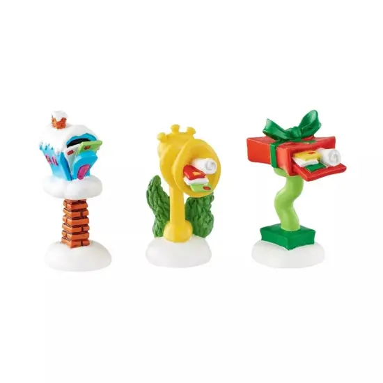 Kitcheniva Who-Ville Wacky Mailboxes Grinch Village Christmas Ornament Set of 3 {1}