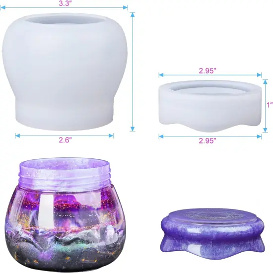 LET'S RESIN Pudding Jar Resin Molds with Lid, Epoxy Molds Silicone for Storage Bottle,Candle Holder,Candy Container, Epoxy Casting Craft,Flower Pot, Gifts {2}
