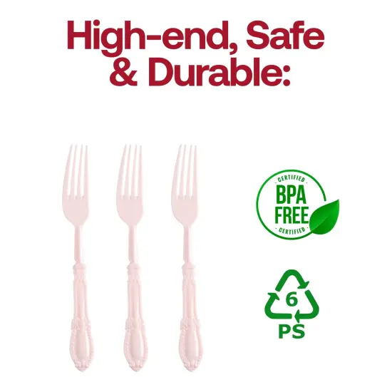 Pink Baroque Disposable Plastic Dinner Forks (480 Forks) {4}