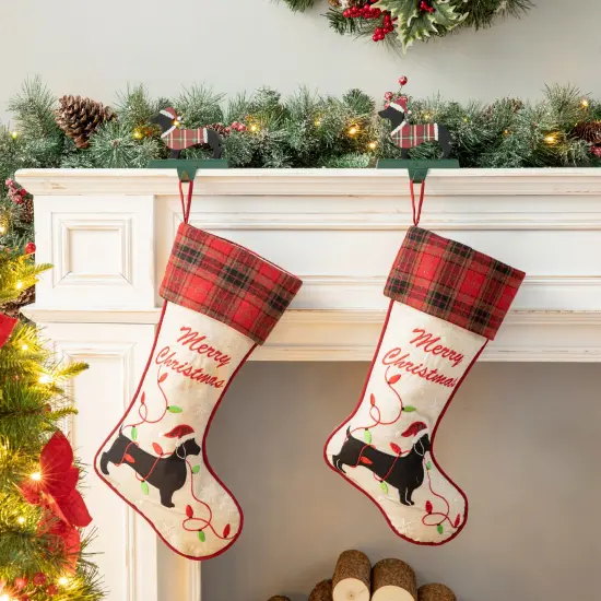 Wooden/Metal Reindeer/Dashshund Stocking Holder Set of 2-"Dachshund" {2}