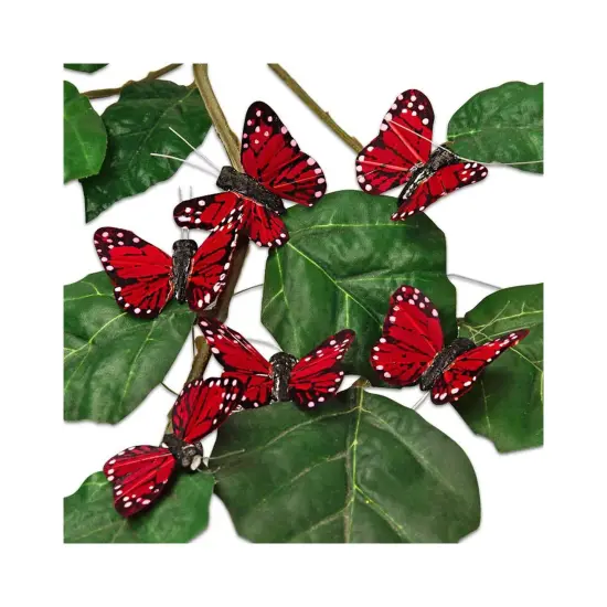 Realistic Burgundy Butterflies on Bendable Wire 1 3/4 &times; 1 Inches {5}