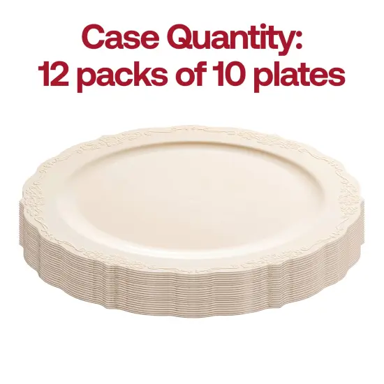 Ivory Vintage Round Disposable Plastic Appetizer/Salad Plates - 7.5" (120 Plates) {4}