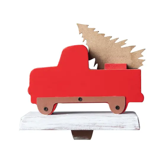 Set of 2 Wooden/Metal Red Car & Truck Stocking Holders Set of 2 - "A" {6}