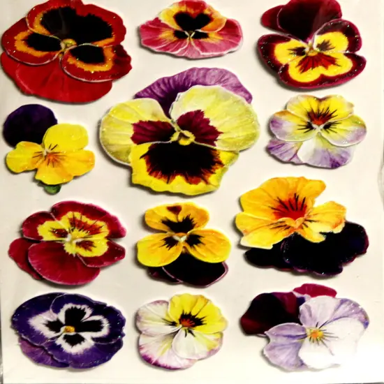 Designer Colorful Pansies With Glitter Dimensional Stickers {1}