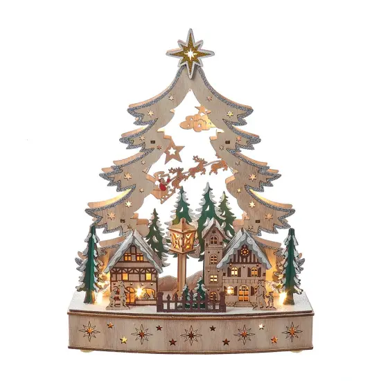 Kurt Adler 12.6-Inch Battery Operated Lighted Christmas Tree Village {1}
