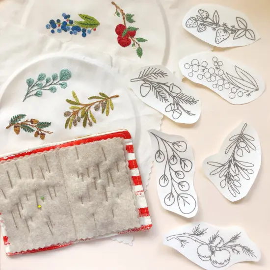 Botanical Branches Embroidery Patterns - Stick and Stitch Fruit and Plant Embroidery {5}