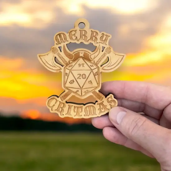 Ornament - Merry Critmas - Raw Wood 4x4in {3}