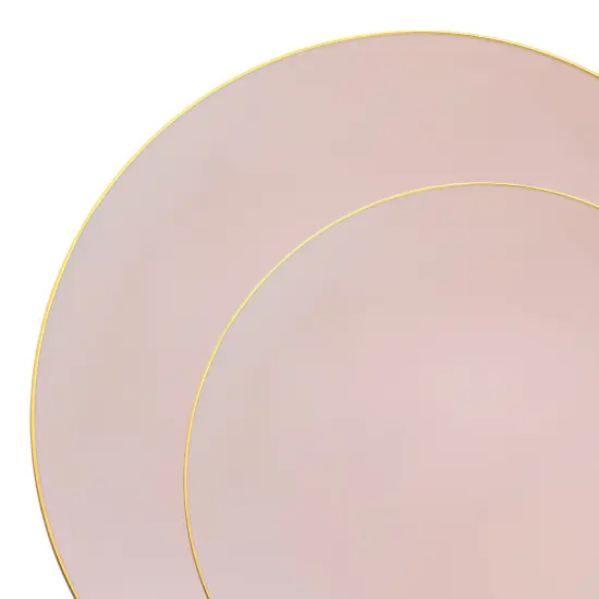 Pink with Gold Organic Round Disposable Plastic Dinnerware Value Set (120 Guests) {1}