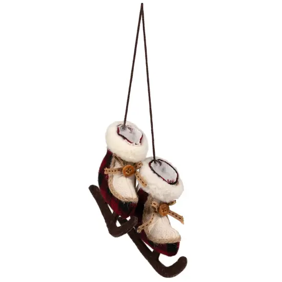 Northlight Buffalo Plaid Ice Skates Christmas Ornament - 4" Red {3}