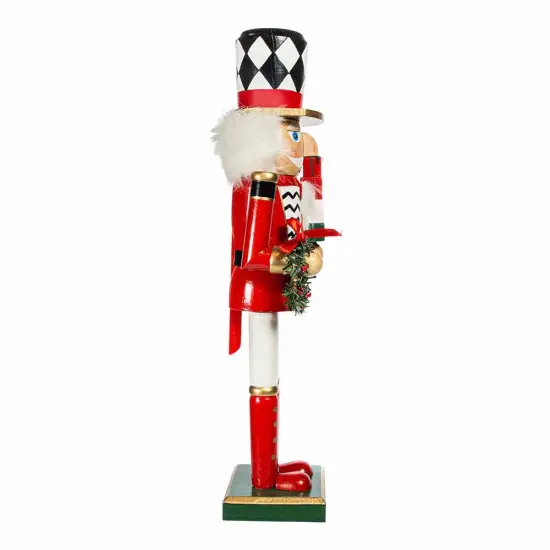 Kurt Adler 15-Inch Red, White and Black Nutcracker with Gift Box and Wreath {4}