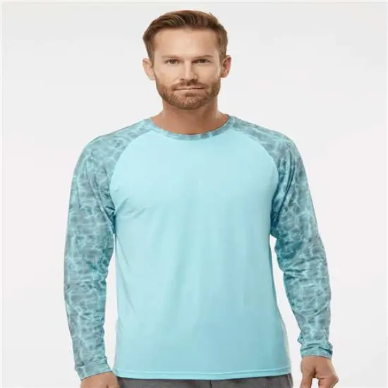 Paragon&reg; Panama Colorblocked Long Sleeve T Shirt Blue Water {3}
