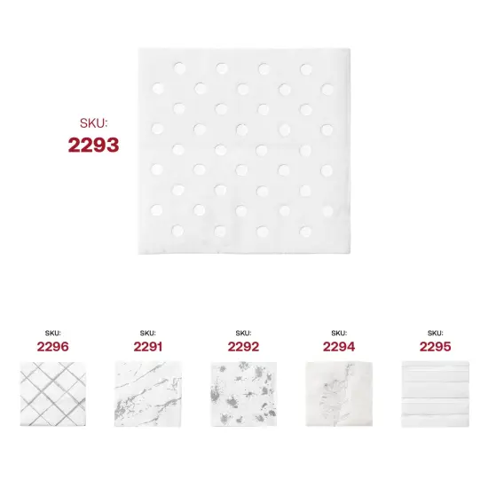 Durable White with Silver Dots Paper Beverage/Cocktail Napkins (600 Napkins) {6}