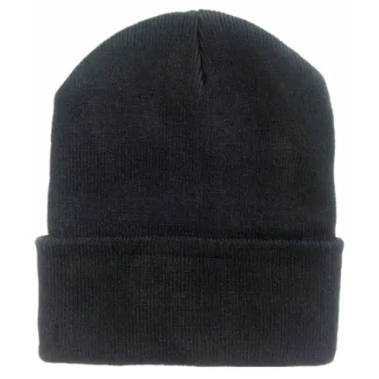 Solid Wing Black Knit Cap Classic Warmth in a Single Piece {1}
