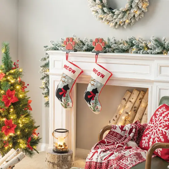 Set of 2 Chrismas Decor Hooked Stockings (Dog/Cat) 2pk Cat {3}