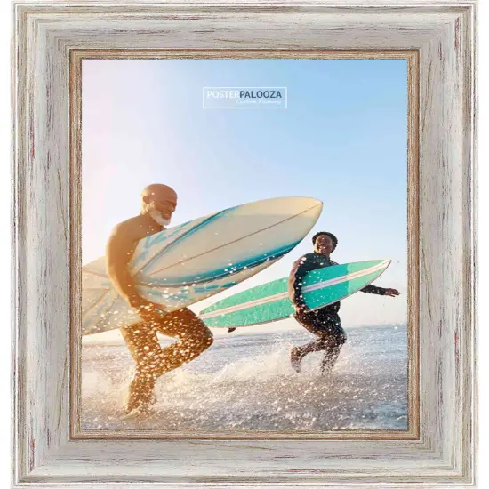 Square Weathered White Picture Frame - UV Acrylic, Foam Board Backing, Hanging Hardware {4}