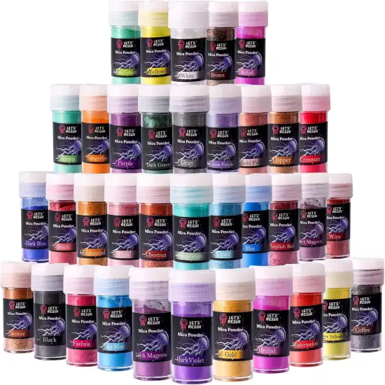 LET'S RESIN 36 Colors Mica Powder, Mica Pigment Powder for Epoxy Resin/UV Resin, Natural Colorant Dye for Soap/Candle Making, Lip Gloss,Nail Polish, Slime and Bath Bomb {1}