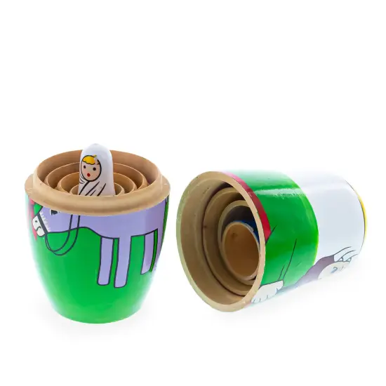 Set of 5 Nativity Scene Wooden Nesting Dolls 5.75 Inches {4}