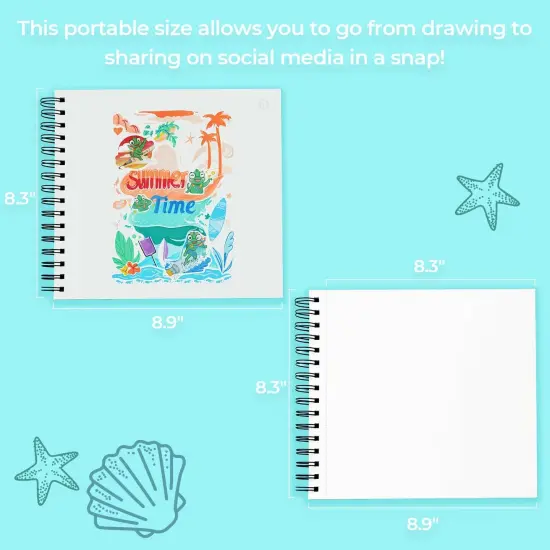 Ohuhu Double Sided Marker Pads Art Sketchbook Bleedproof - 8.3x8.3 Square Paper Size - 90LB/150GSM Smooth Drawing Paper - 60 Sheets/120 Pages, Spiral Bound Sketching Book for Alcohol Markers Christmas {5}