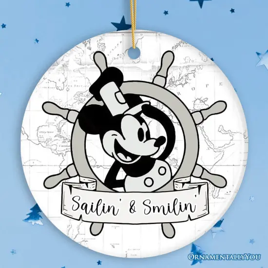 Sailin' and Smilin' Quote Christmas Ornament, Vintage Steamboat Willie Keepsake {1}