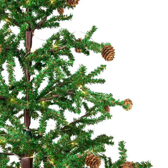 Northlight Pre-lit Christmas Tree with Pinecones and Burlap Base - 4' - Clear Lights Green {4}