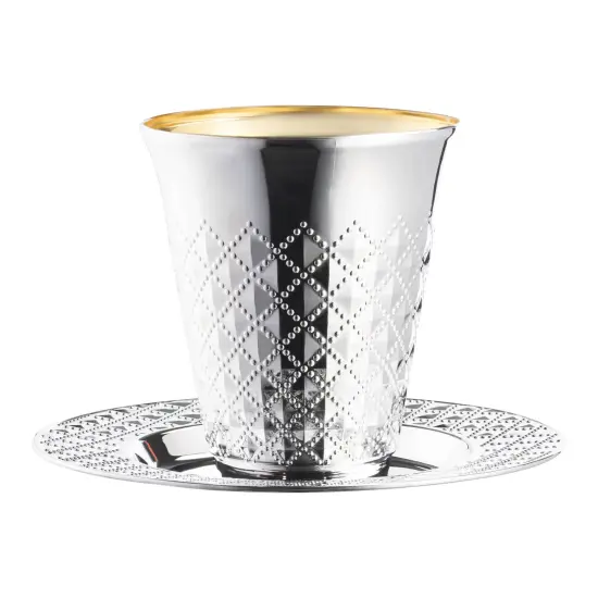 Shiny Metallic Aluminum Silver Round Plastic Saucers and Kiddush Cup Value Set (120 Settings) {1}