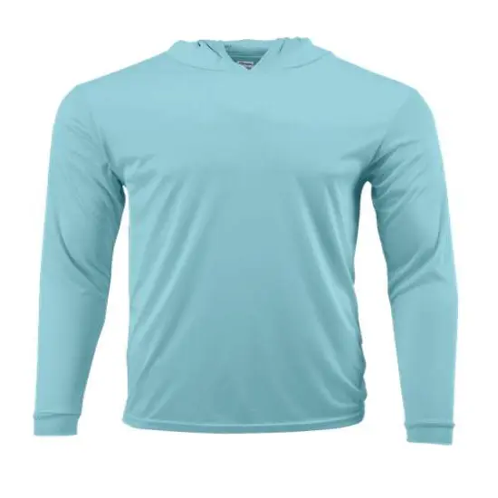 Paragon&reg; Youth Bahama Performance Hooded Long Sleeve T Shirt Aqua Blue {1}