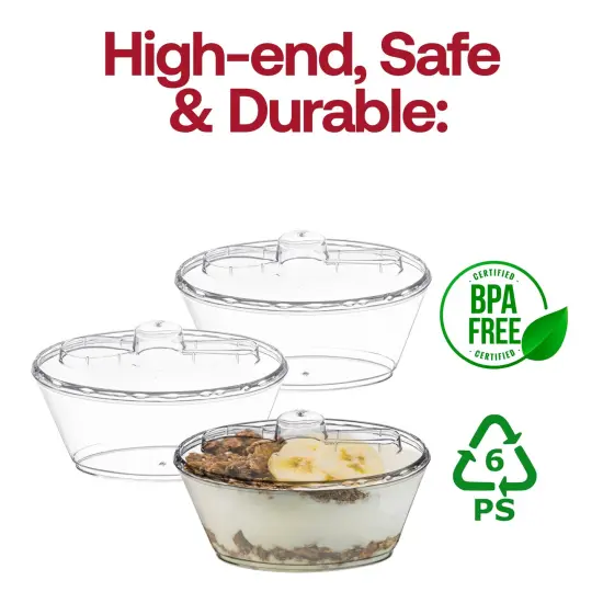 Clear Oval Plastic Mini Cup with Lid and Spoon - 4 oz. (288 Cups) {4}