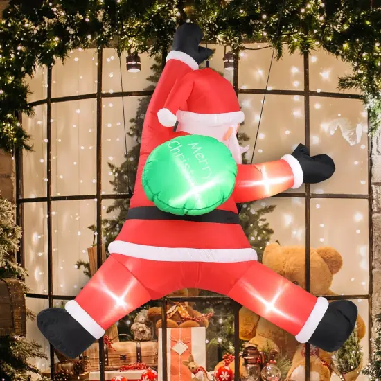 Kitcheniva Inflatable Lighted Hanging Santa Claus With Gift Bag 5 FT {1}