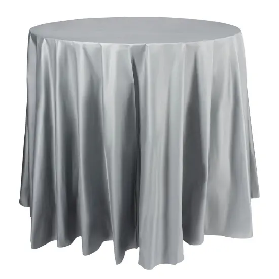 Silver Round Disposable Plastic Tablecloths - 84" (96 Tablecloths) {1}