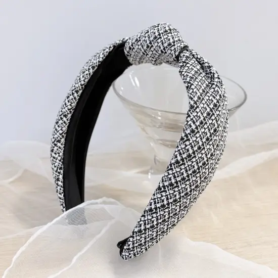 Wrapables Wide Knotted Headbands, Top Knot Headbands for Women and Girls, Black Tweed {6}
