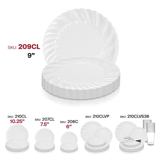 Clear Flair Plastic Buffet Plates - 9" (180 Plates) {6}