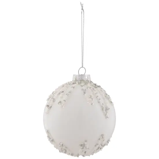 Northlight Sequin Beaded Christmas Glass Ball Ornament - 4" - White {3}