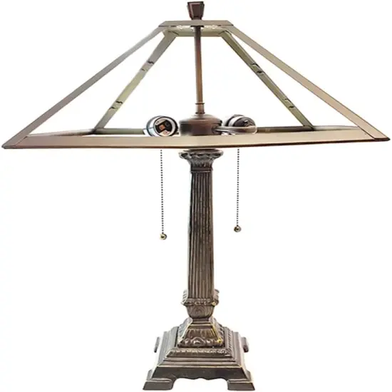 15" Dia. Metal Panel Lamp Base Kit, Antique Bronze Finish with Gold Highlights, Nicely Weighted, 24" Tall {4}