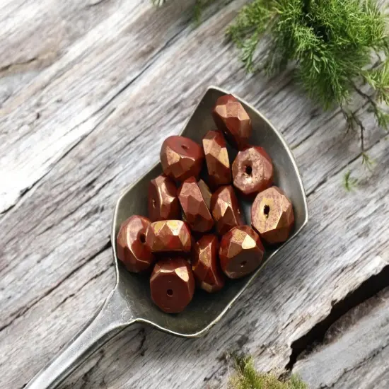 *15* 4x6mm Gold Lustered Ruby Red Fire Polished Rondelle Heishi Beads {3}