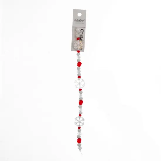 Crystal Lane DIY 7" Designer Holiday Snowflakes Glass Bead Mix Strand White & Red {3}