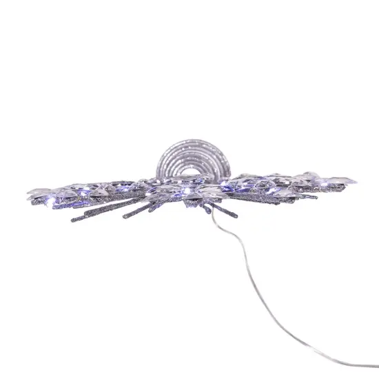 11.75. Inch 18-Light cool White Micro LED Silver Glittered Snowflake Treetopper {5}