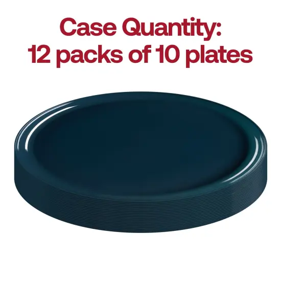 Navy Flat Round Disposable Plastic Appetizer/Salad Plates - 8.5" (120 Plates) {4}
