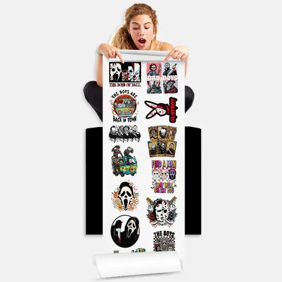 Halloween Boys Of Fall DTF Transfers 22x60 Direct-to-Film Gang Sheet Iron On Transfers - 12 Adult Prints And 2 Pocket Prints {2}