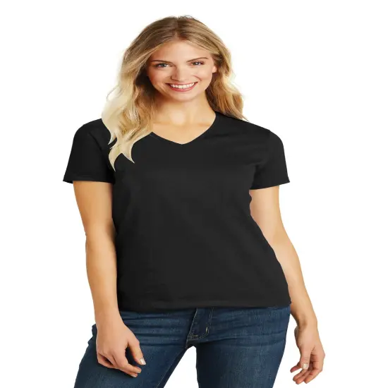 District&reg; Women&rsquo;s Perfect Blend Short Sleeve CVC V-Neck Tee Black {1}