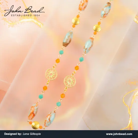 Crystal Lane DIY 7" Designer Glass Focal Bead Mix Strand Orange Marble Mix {3}