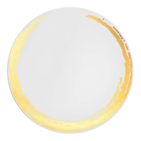 White with Gold Moonlight Round Disposable Plastic Appetizer/Salad Plates - 7.5" (120 Plates) {2}