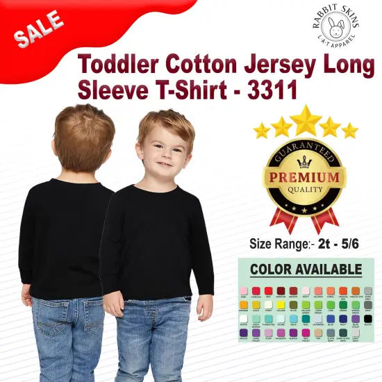 Rabbit Skins Toddler Cotton Jersey Long Sleeve T-Shirt - 3311 Black {2}
