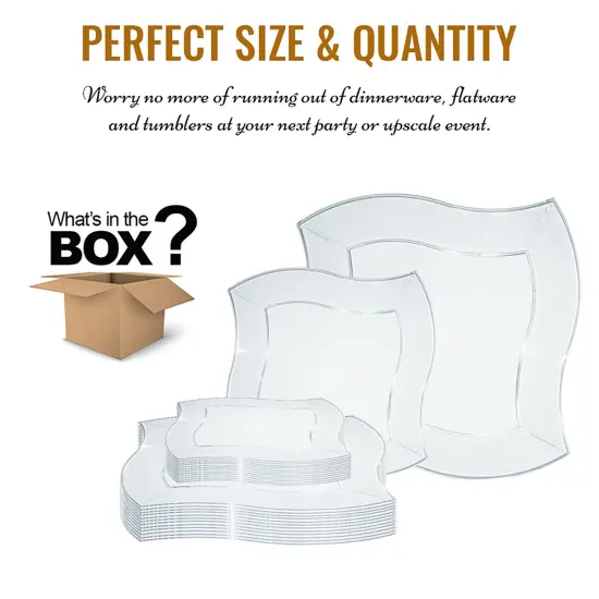 Clear Wave Plastic Dinnerware Value Set (120 Guests) {4}