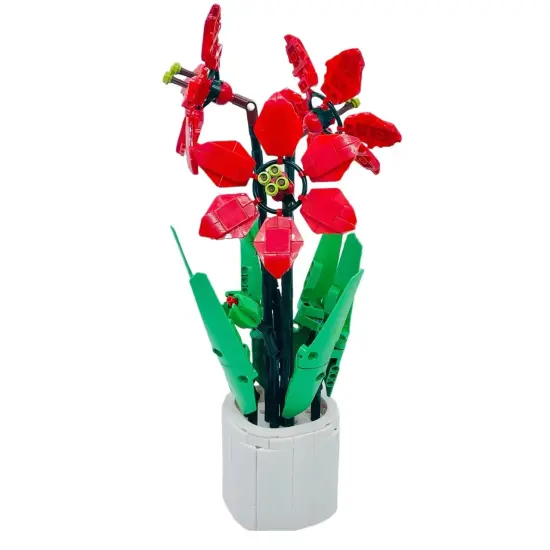 Red Poppies Building Brick Potted Flower F07M9-15(101) {2}